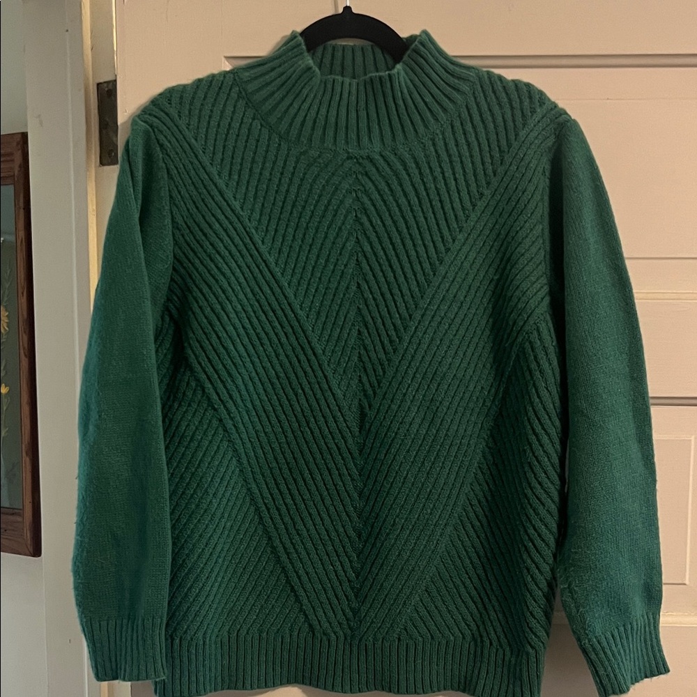 Green Ribbed Knit Sweater